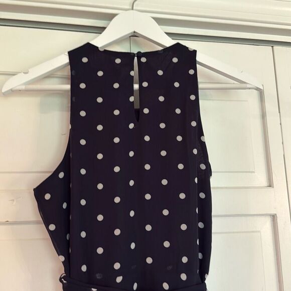 Banana republic sundress navy polka dot fit and flare chiffon dress 6petite - Picture 9 of 15